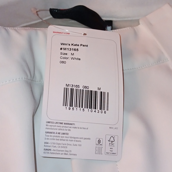 Marmot Kate Insulated Softshell White Ski Pants - Picture 5 of 10